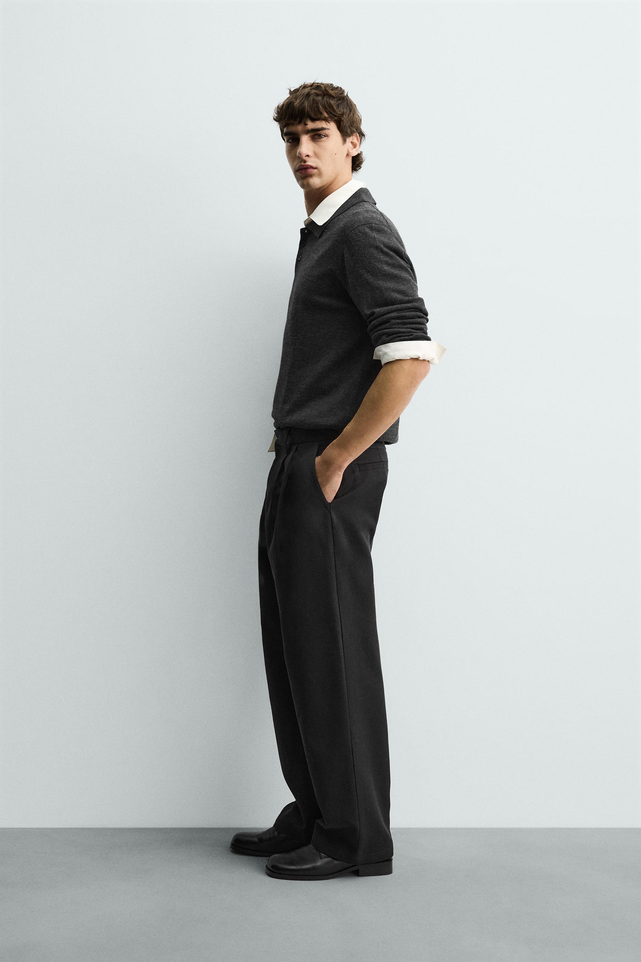 PANTALON COUPE LARGE À PLIS